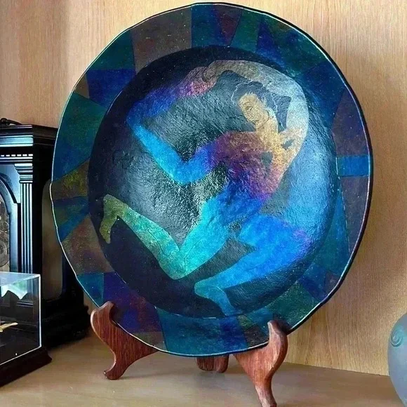 hand made pottery black iridescent” Hercules bowl “dish - Picture 2 of 11